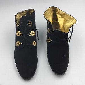 Joan & David Black Suede Ankle Boots